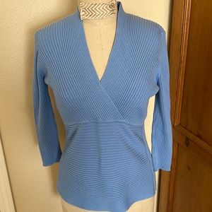 Women’s August Silk V neck pullover sweater. 3/4   Sleeves.